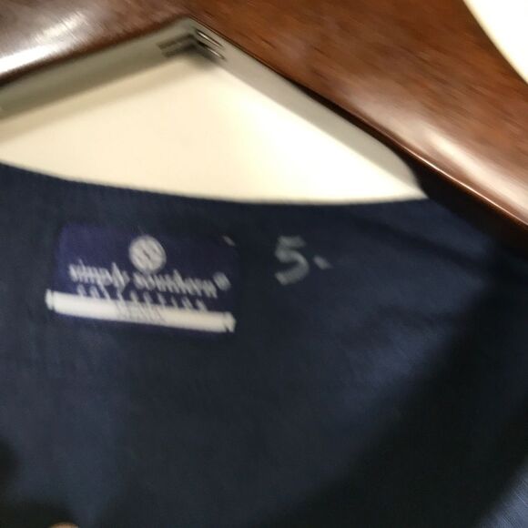 Simply Southern Collection Cotton Tunic Sz Medium Teal Pink Navy Swirl Slit Side - Picture 5 of 5